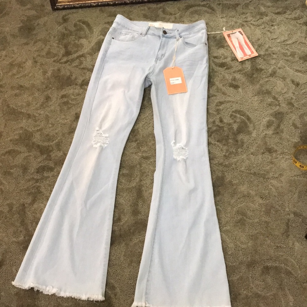 Light color denim flare jeans